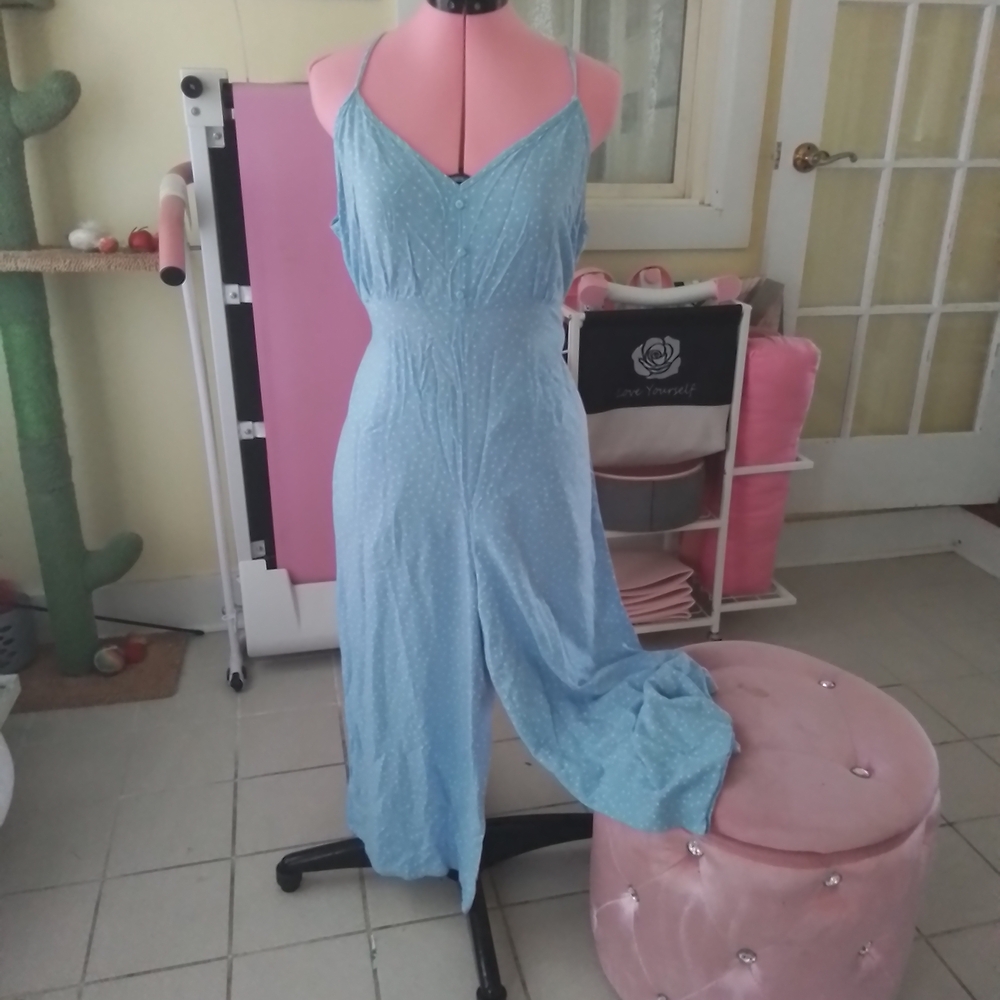Miss Selfridge Sky Blue Spotted Jumpsuit